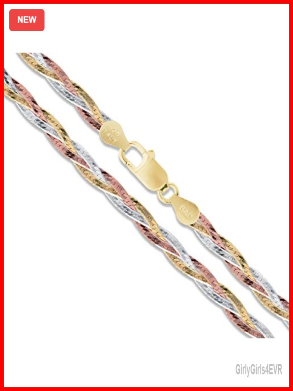 Sterling Silver Tri Braided Herringbone Necklace 5mm 925 Italy Chain